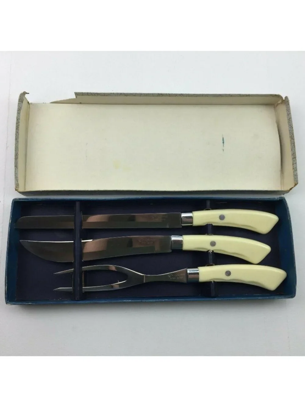 Vintage Crown Awards Gourmet Hand-Forged Micro Honed 3 piece Carving Set in Box